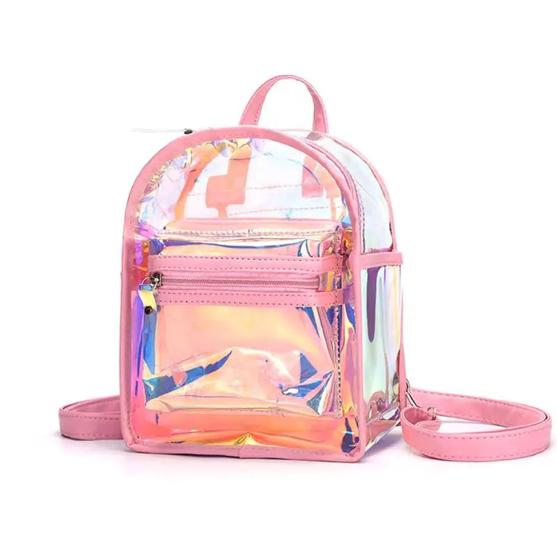 Transparent Laser Backpack PVC Clear School Bags For Teenager Girls