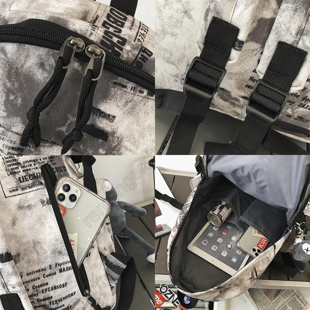 Nylon Backpack Laptop Book School Bag Women Backpacks
