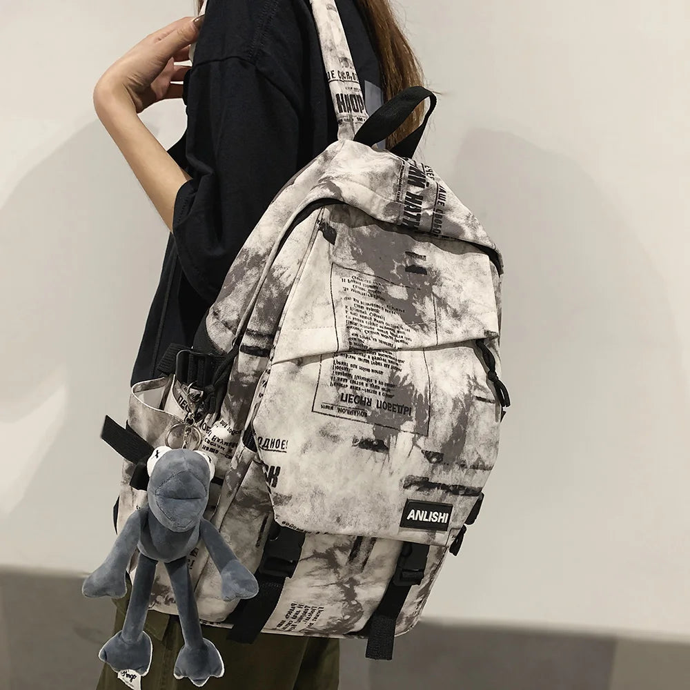 Nylon Backpack Laptop Book School Bag Women Backpacks