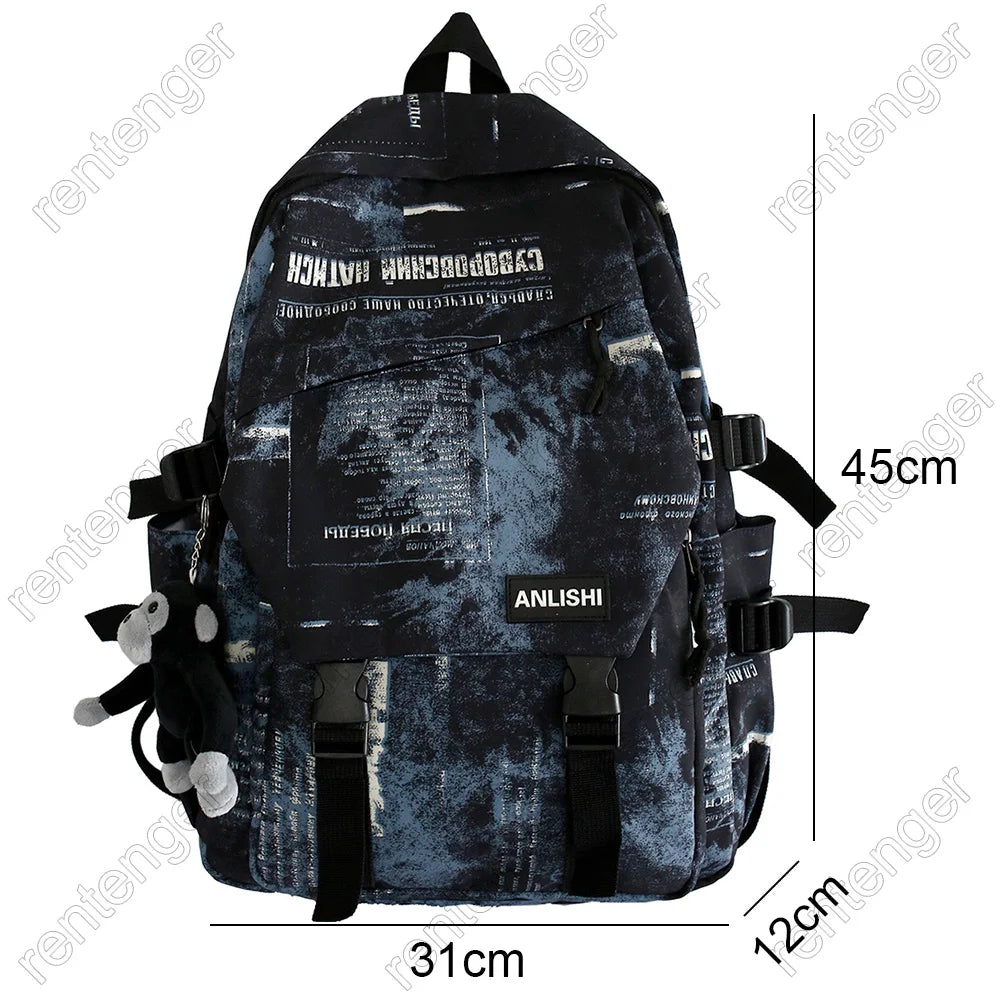Nylon Backpack Laptop Book School Bag Women Backpacks