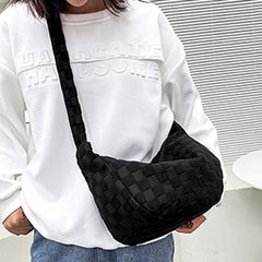 Large Capacity Plaid Crossbody Bag Adjustable Strap
