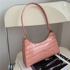 Crocodile Pattern Shoulder Messenger Bag Retro Style Casual Underarm Shoulder Ba