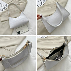 Crocodile Pattern Shoulder Messenger Bag Retro Style Casual Underarm Shoulder Ba