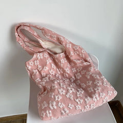 Lace Canvas Tote Bag Ladies Shopping Shoulder Bag
