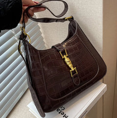 Vintage Crocodile Print Crossbody Bag for Women