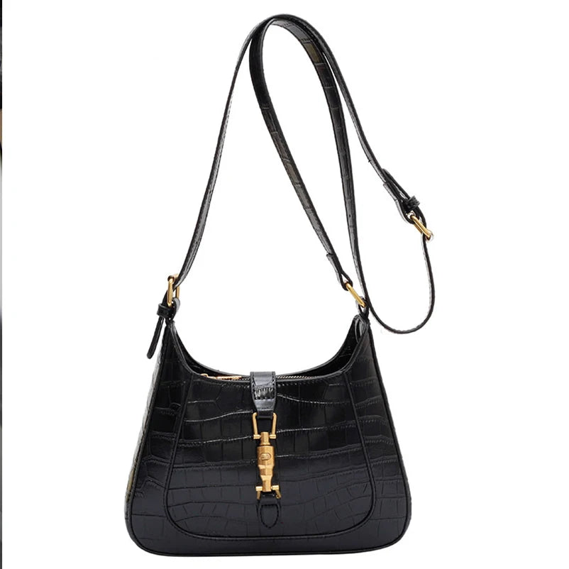 Vintage Crocodile Print Crossbody Bag for Women