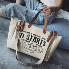 Canvas Large Capacity Tote Letter Shoulder Messenger Bag