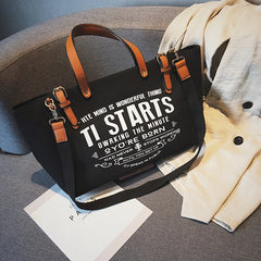 Canvas Large Capacity Tote Letter Shoulder Messenger Bag