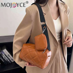 Women Handbags with Small Purse PU Composite Shoulder Bag Diamond Lattice