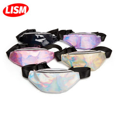 Women's Laser Waist Bag Colorful Slim Fanny Pack Waterproof Belt Pouch