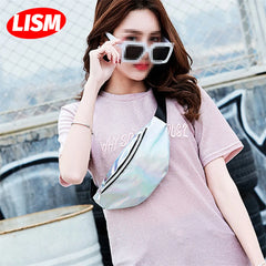 Women's Laser Waist Bag Colorful Slim Fanny Pack Waterproof Belt Pouch