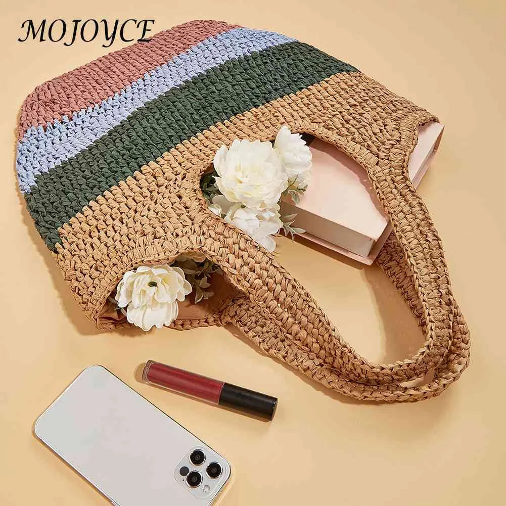 Striped Woven Tote Bag for Seaside Holiday