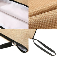 Linen Clutch Bag Letter Print Wristlet Travel Cosmetic Case Makeup Bag