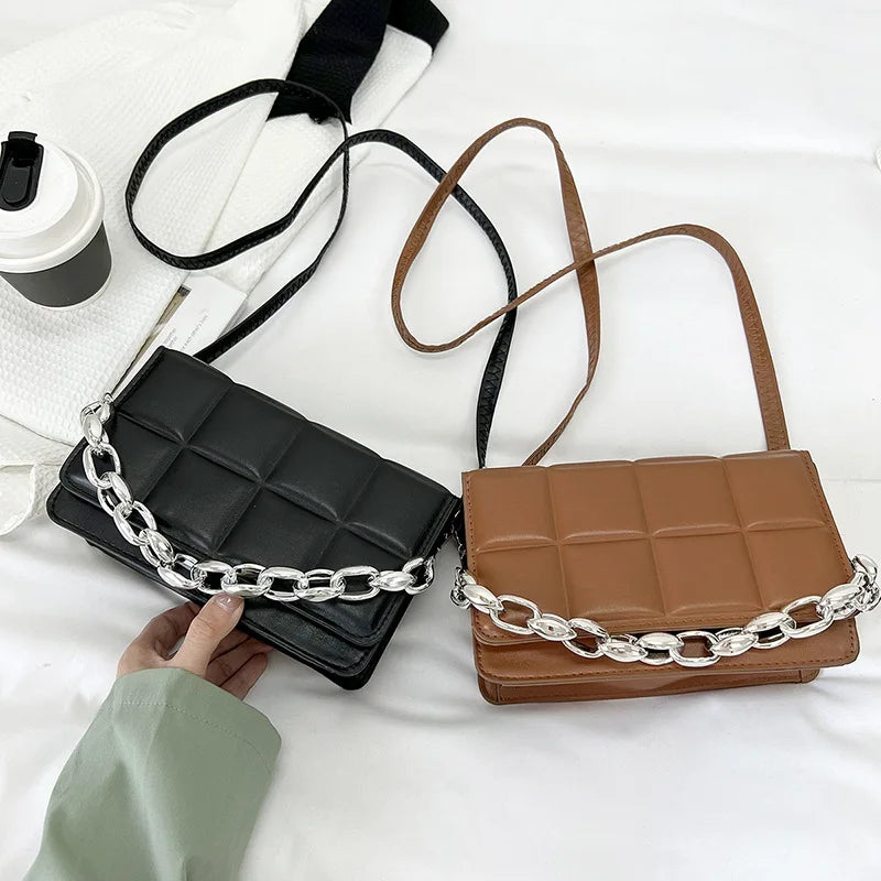 Square Net Red Envelope Bag Plaid Shoulder Bag for Women