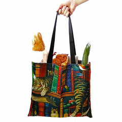 Cartoon Cat Tote Bag Waterproof Canvas Shopping Handbag