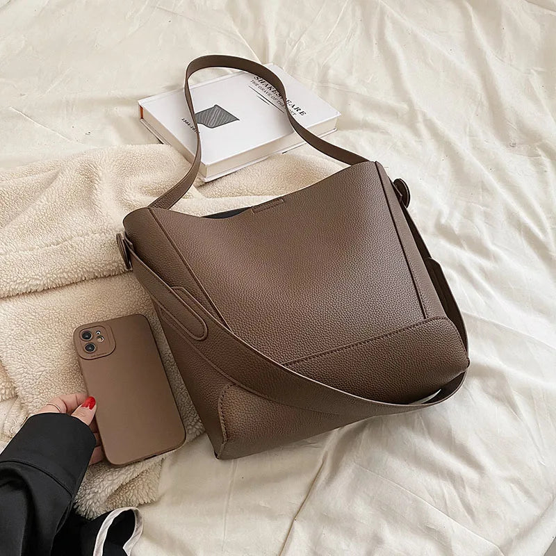 Retro Bucket Bag Set, Shoulder/Crossbody Bag, Autumn/Winter Leather Lady Bag