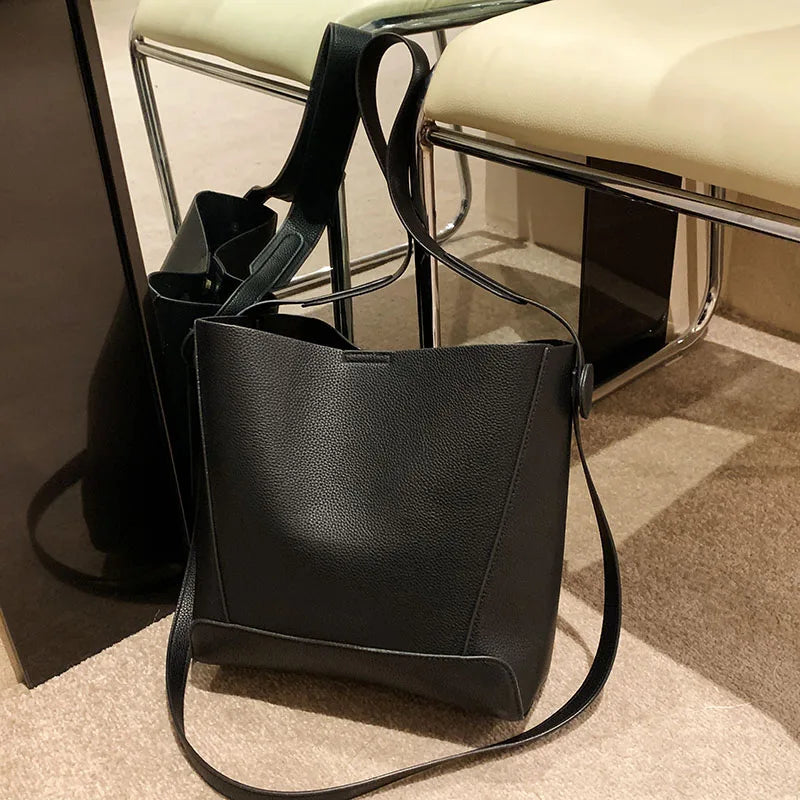 Retro Bucket Bag Set, Shoulder/Crossbody Bag, Autumn/Winter Leather Lady Bag