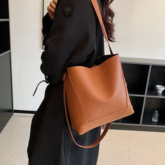 Retro Bucket Bag Set, Shoulder/Crossbody Bag, Autumn/Winter Leather Lady Bag