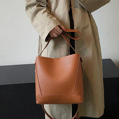 Retro Bucket Bag Set, Shoulder/Crossbody Bag, Autumn/Winter Leather Lady Bag