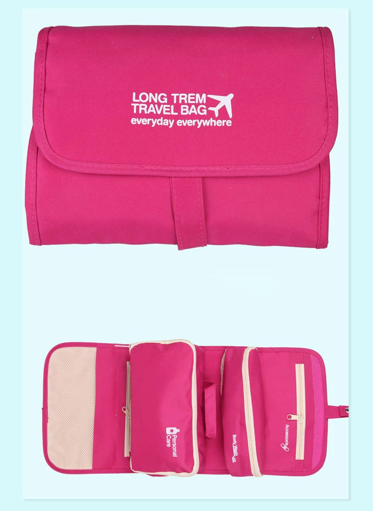 Cosmetic Storage Bag for Ladies Travel, Foldable Toiletry Makeup Brush Holder