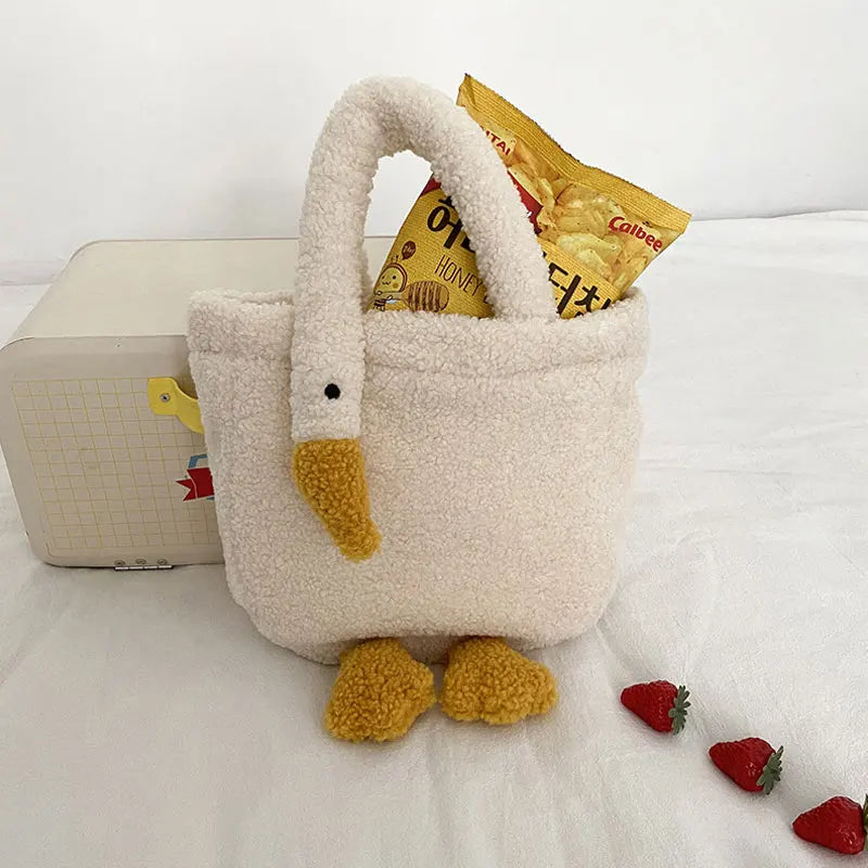 Ladies Lamb Velvet Handbag Girl Wrist Bag Plush Velvet Messenger Bag