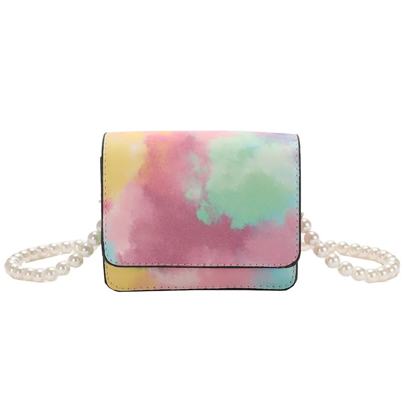 Colorful Beaded Small Square Bag Diagonal Shoulder Bag