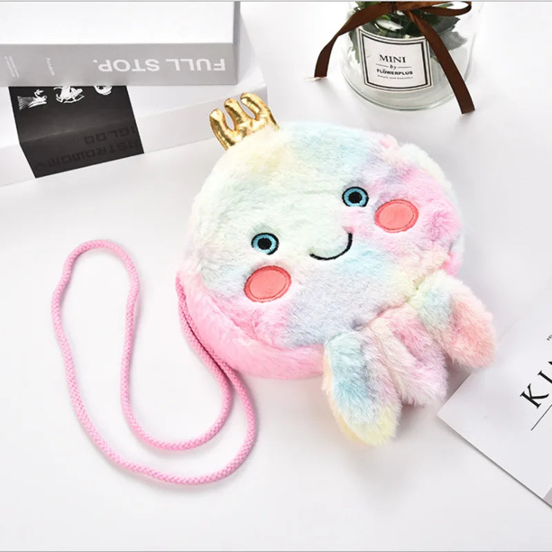 Plush Octopus One-Shoulder Messenger Bag - Winter Warm Chain Handbag