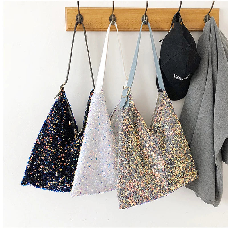 Sequined Large Capacity Shoulder Bag Messenger Handbag
