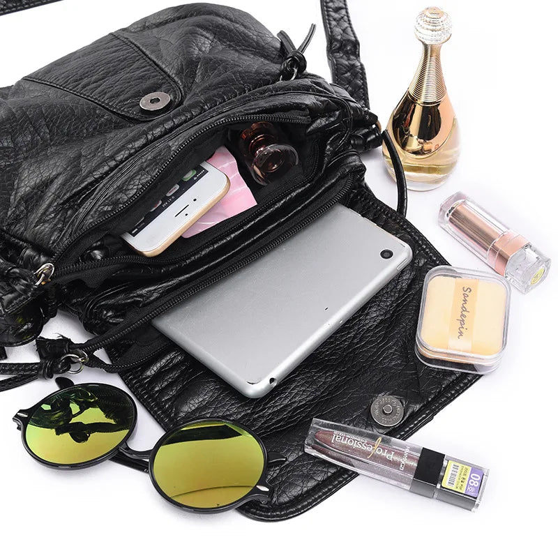 Small PU Leather Messenger Bag for Women