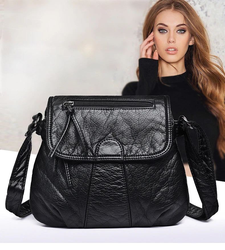 Small PU Leather Messenger Bag for Women