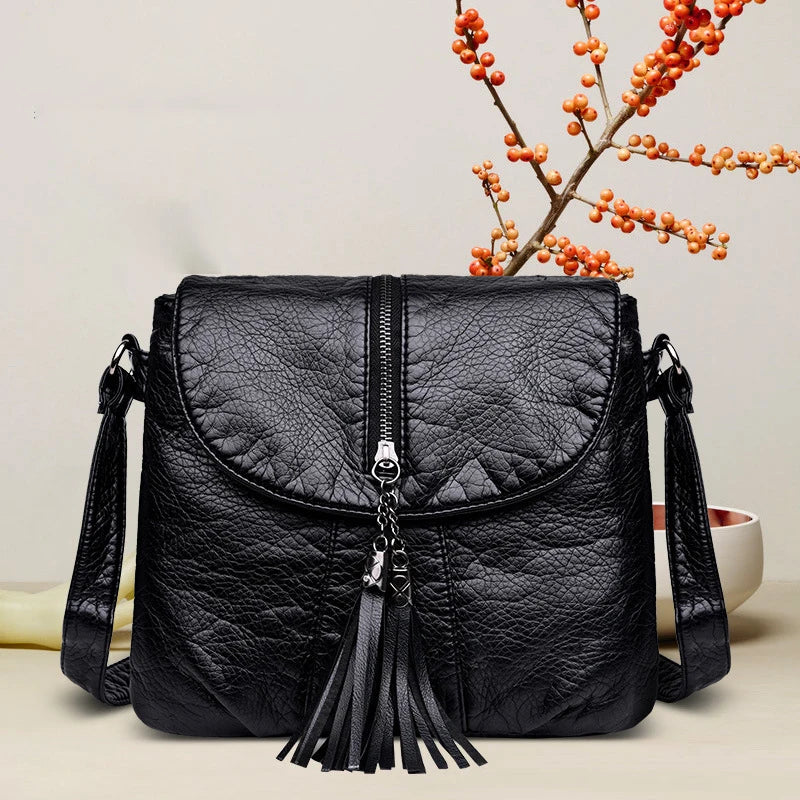 Small PU Leather Messenger Bag for Women