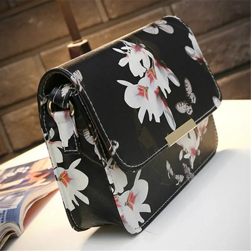 Ladsoul Literary Women Bag Shoulder Bag Flower & Butterfly Print Crossbody Bags