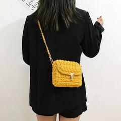 Ladsoul Hand Woven Chain Lock Crossbody Bag