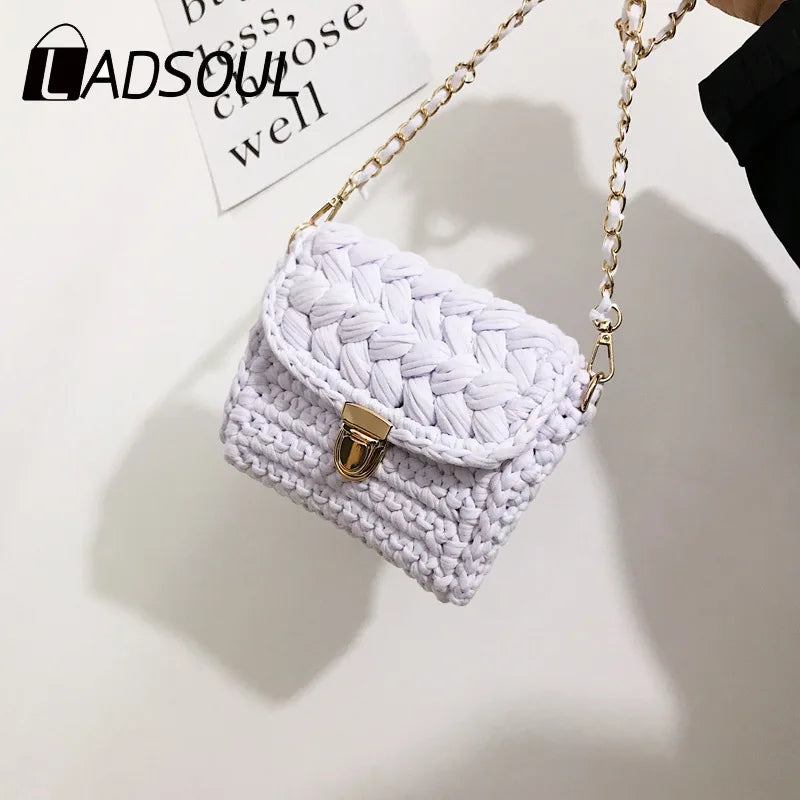 Ladsoul Hand Woven Chain Lock Crossbody Bag