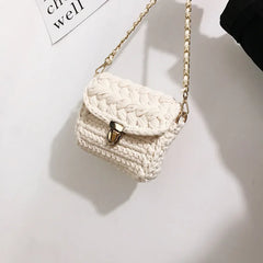 Ladsoul Hand Woven Chain Lock Crossbody Bag