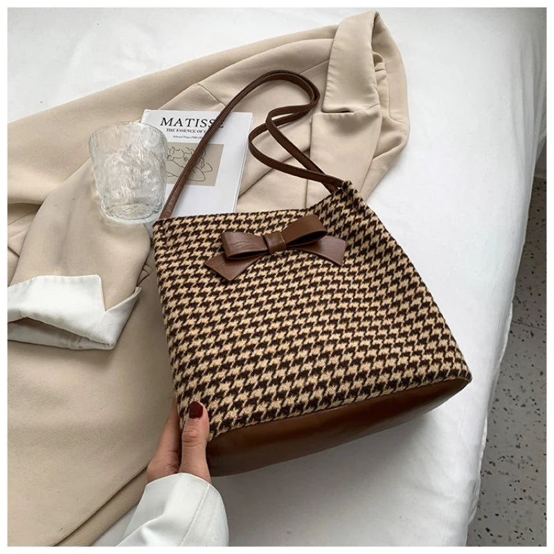 Ladsoul High-Capacity Shoulder Bag Autumn Winter Bucket Bag Women