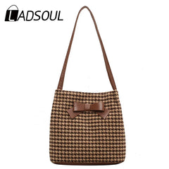 Ladsoul High-Capacity Shoulder Bag Autumn Winter Bucket Bag Women