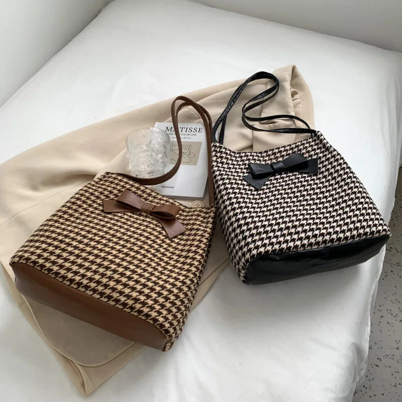 Ladsoul High-Capacity Shoulder Bag Autumn Winter Bucket Bag Women