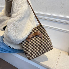 Ladsoul High-Capacity Shoulder Bag Autumn Winter Bucket Bag Women