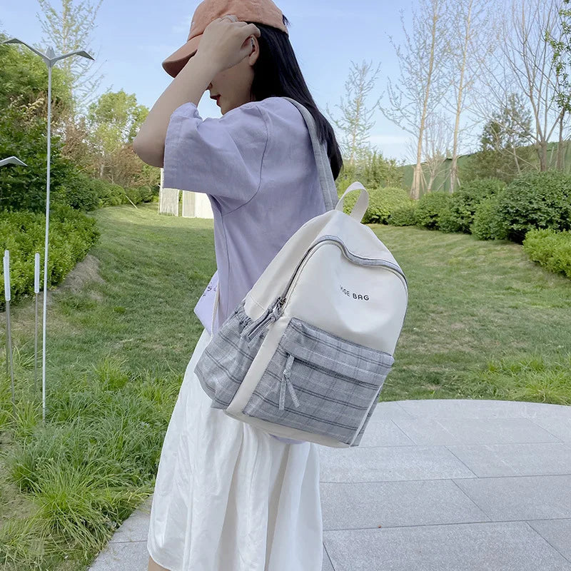 Ladsoul Large Capacity Backpack Women Canvas Waterproof Bags