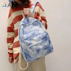 Lady Nylon Backpack Print School Shoulder Bag Large Capacity Bagpack