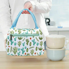 Lady Cartoon Waterproof Insulated Lunch Bag with Aluminum Foil