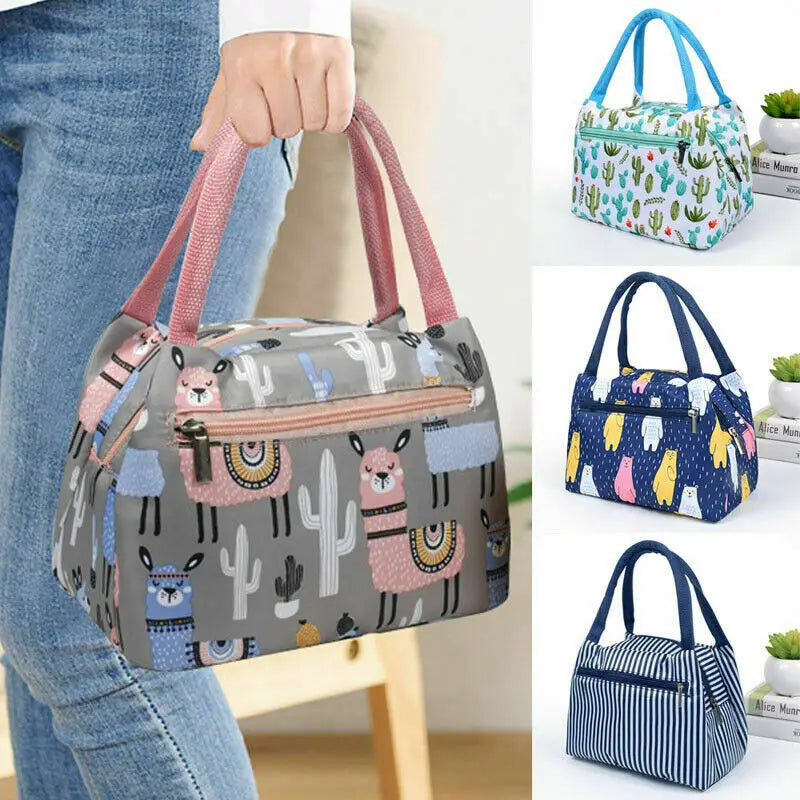 Lady Cartoon Waterproof Insulated Lunch Bag with Aluminum Foil