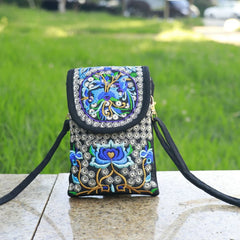 Embroidered Crossbody Shoulder Bag Wallet Purse