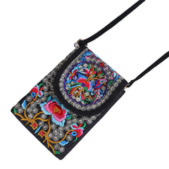Embroidered Crossbody Shoulder Bag Wallet Purse