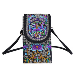 Embroidered Crossbody Shoulder Bag Wallet Purse