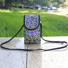 Embroidered Crossbody Shoulder Bag Wallet Purse