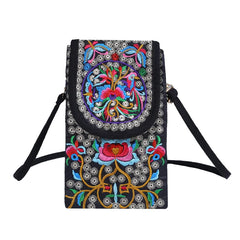 Embroidered Crossbody Shoulder Bag Wallet Purse