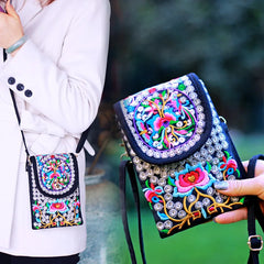 Ethnic Embroidered Crossbody Shoulder Cell Phone Bag