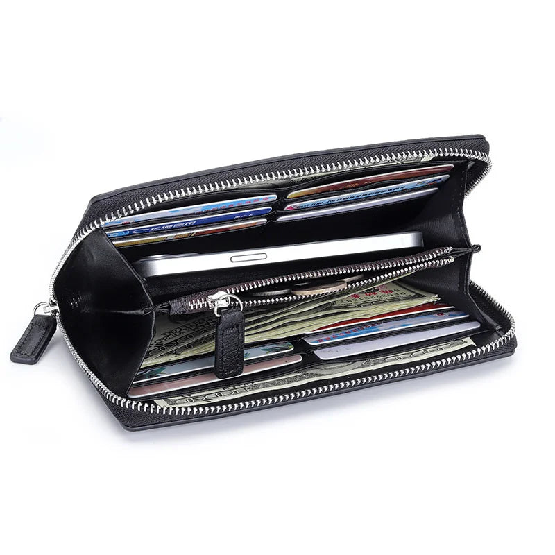 Lady Clutch Bag Sheepskin Wallet Woven Long Women's Purse Handbag